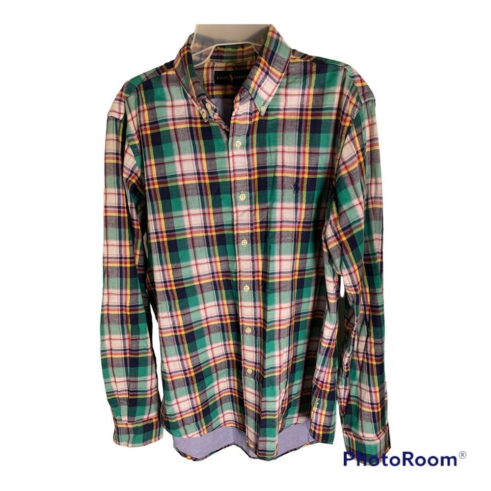 Ralph Lauren Flannel Long Sleeve Mens Shirt Plaid Size Large‎